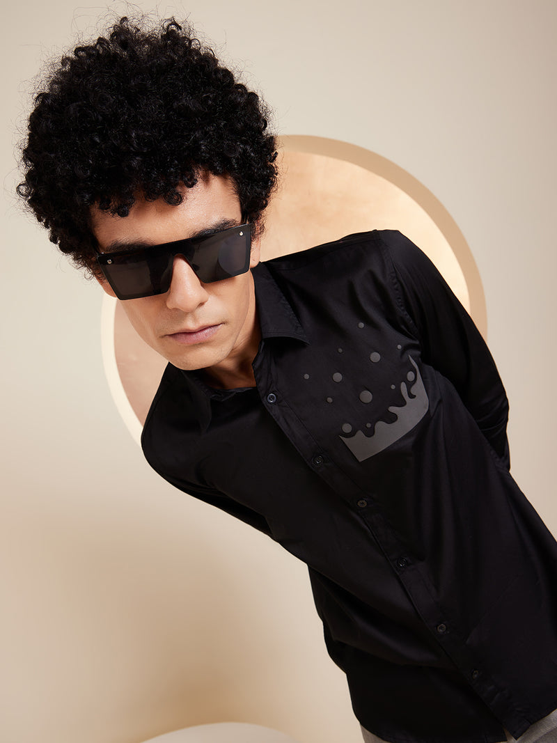 Black: Full Sleeves Partywear Shirt