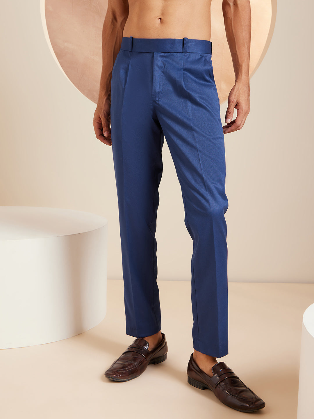 DENNISON Men Smart Tapered Fit Easy Wash Pleated Trousers