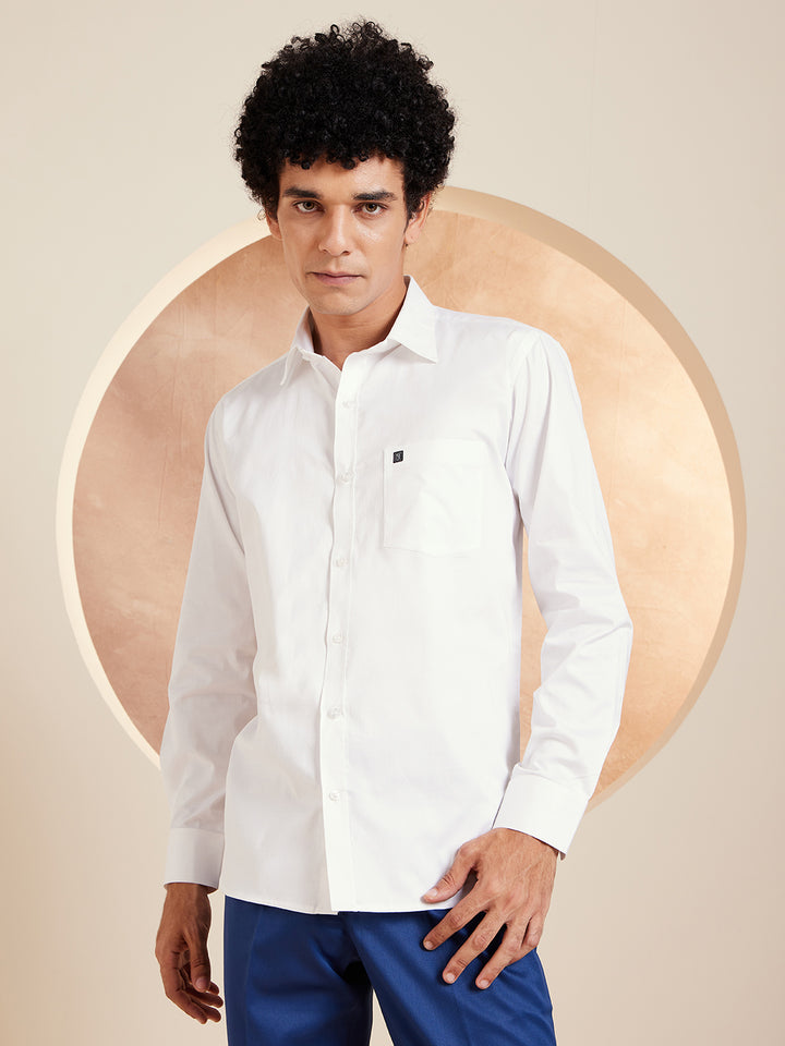 DENNISON White Pure Cotton Formal Shirt