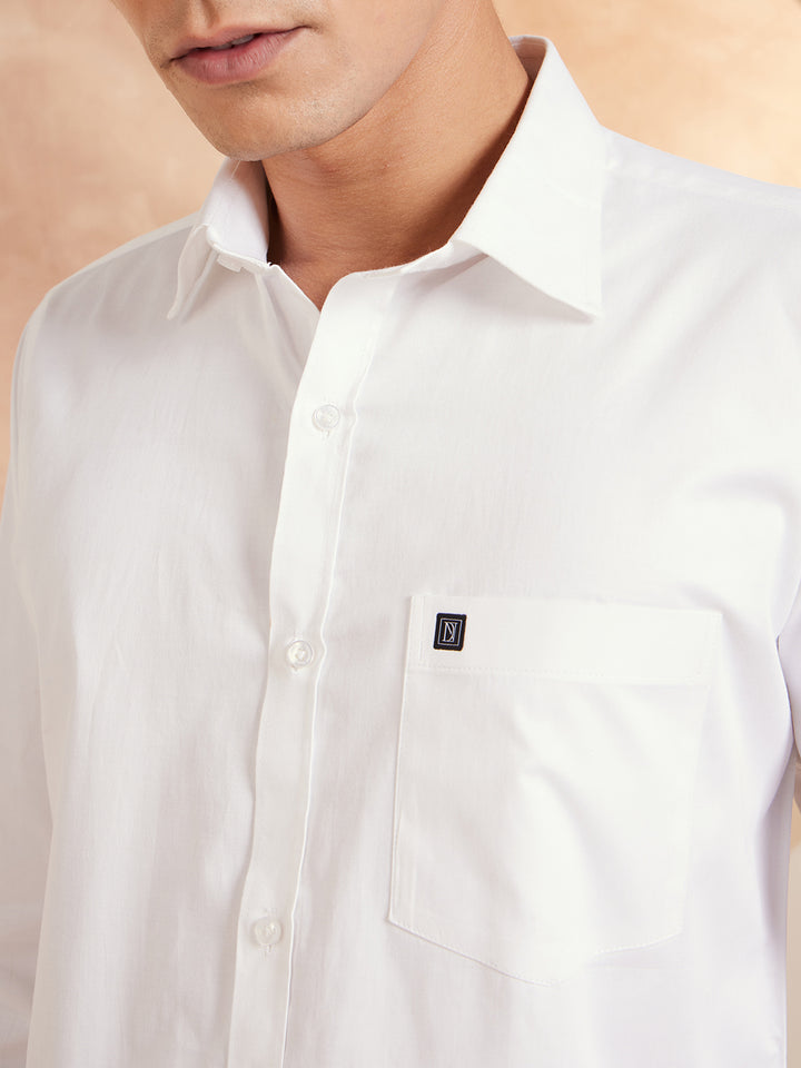 DENNISON White Pure Cotton Formal Shirt