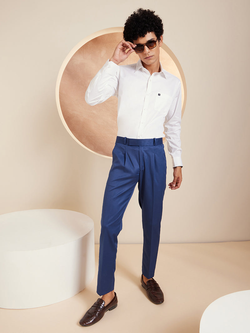 DENNISON Men Smart Tapered Fit Easy Wash Pleated Trousers