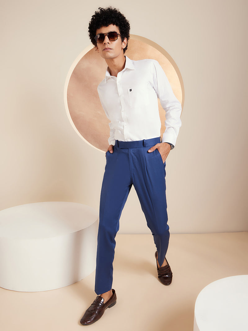 DENNISON Men Smart Tapered Fit Easy Wash Pleated Trousers