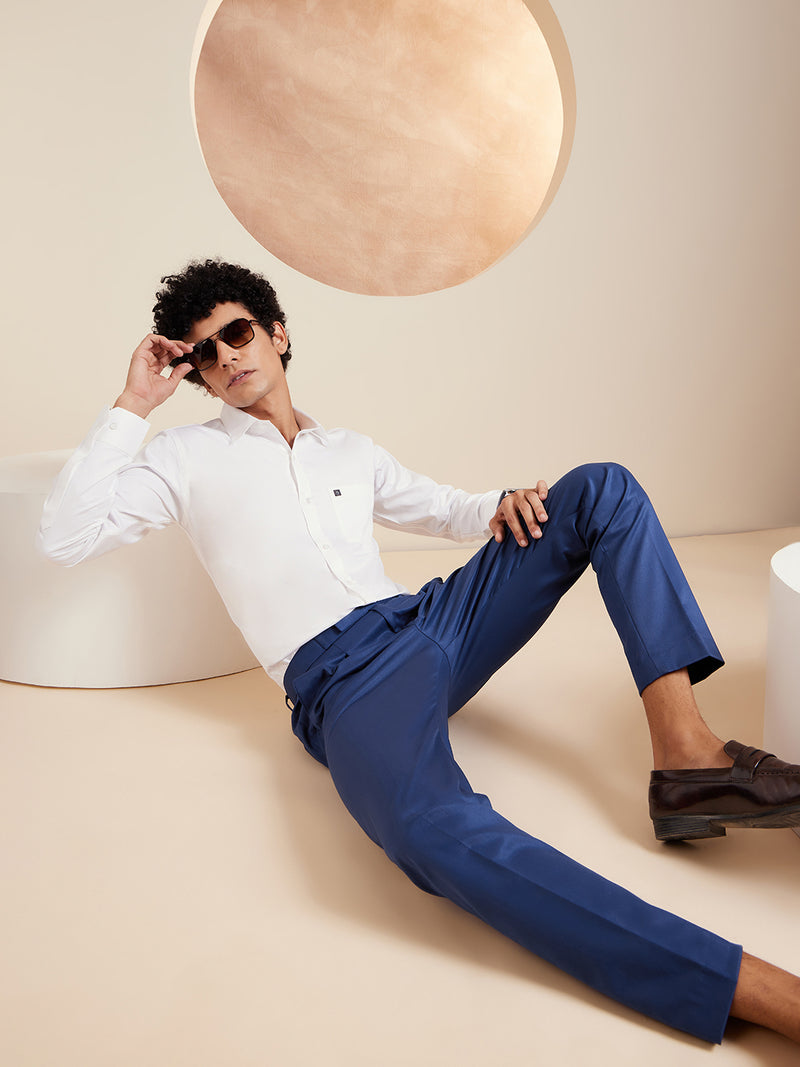 DENNISON Men Smart Tapered Fit Easy Wash Pleated Trousers