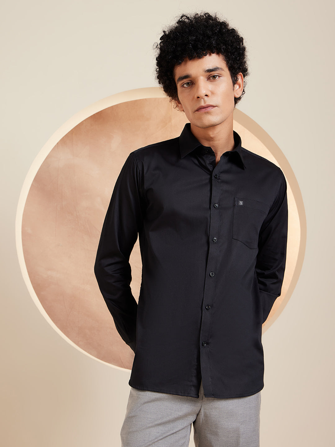 DENNISON Black Pure Cotton Formal Shirt