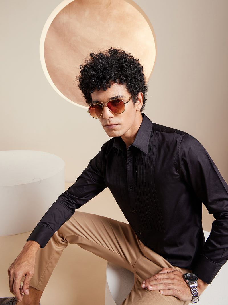 Black: Full Sleeves Clubwear Shirt