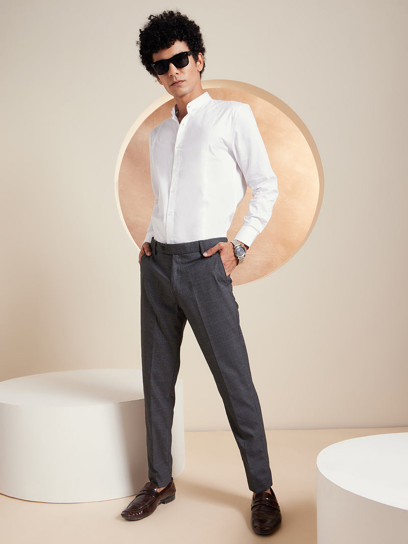 DENNISON Men Checked Smart Tapered Fit Easy Wash Trousers
