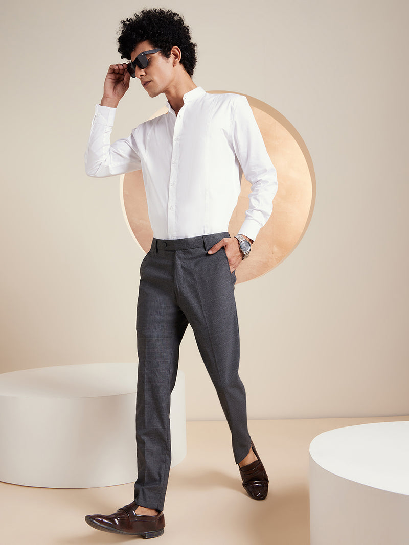 DENNISON Men Checked Smart Tapered Fit Easy Wash Trousers