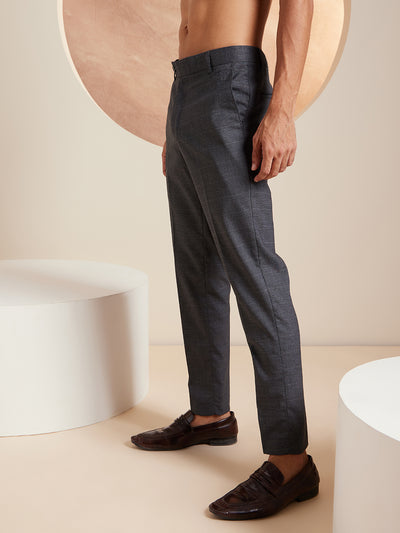 DENNISON Men Checked Smart Tapered Fit Easy Wash Trousers