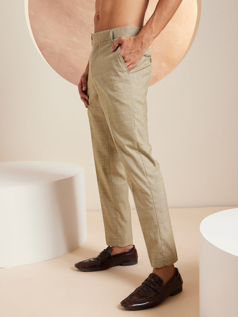 DENNISON Men Checked Smart Tapered Fit Easy Wash Formal Trouser