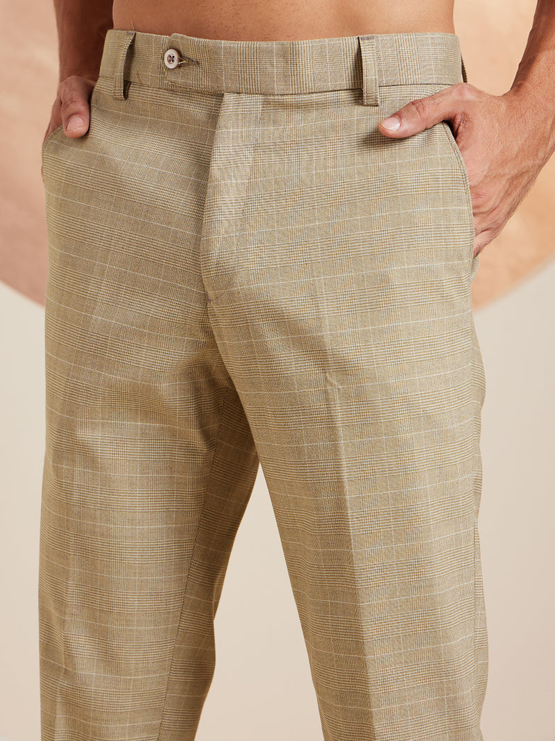 DENNISON Men Checked Smart Tapered Fit Easy Wash Formal Trouser