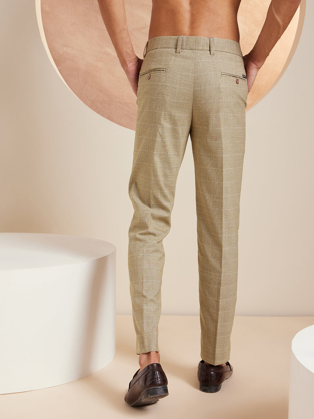 DENNISON Men Checked Smart Tapered Fit Easy Wash Formal Trouser