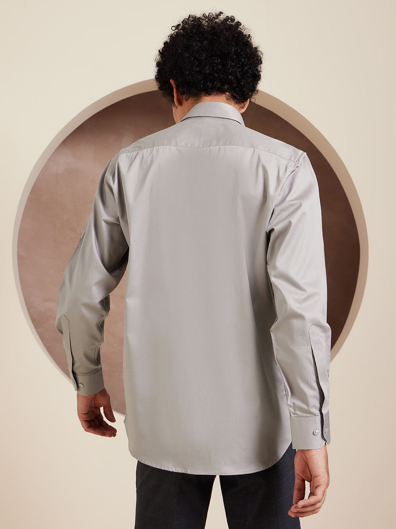 DENNISON Grey Pure Cotton Formal Shirt