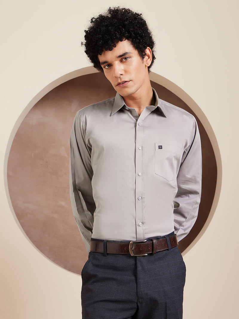 DENNISON Grey Pure Cotton Formal Shirt