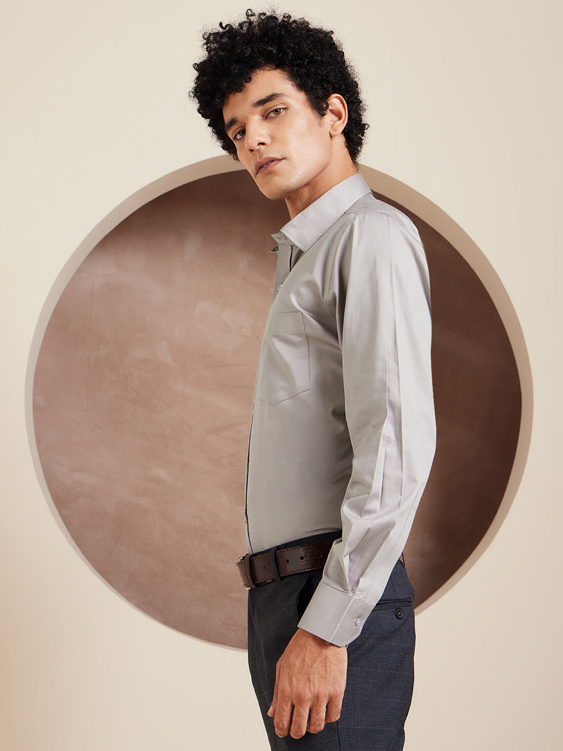 DENNISON Grey Pure Cotton Formal Shirt