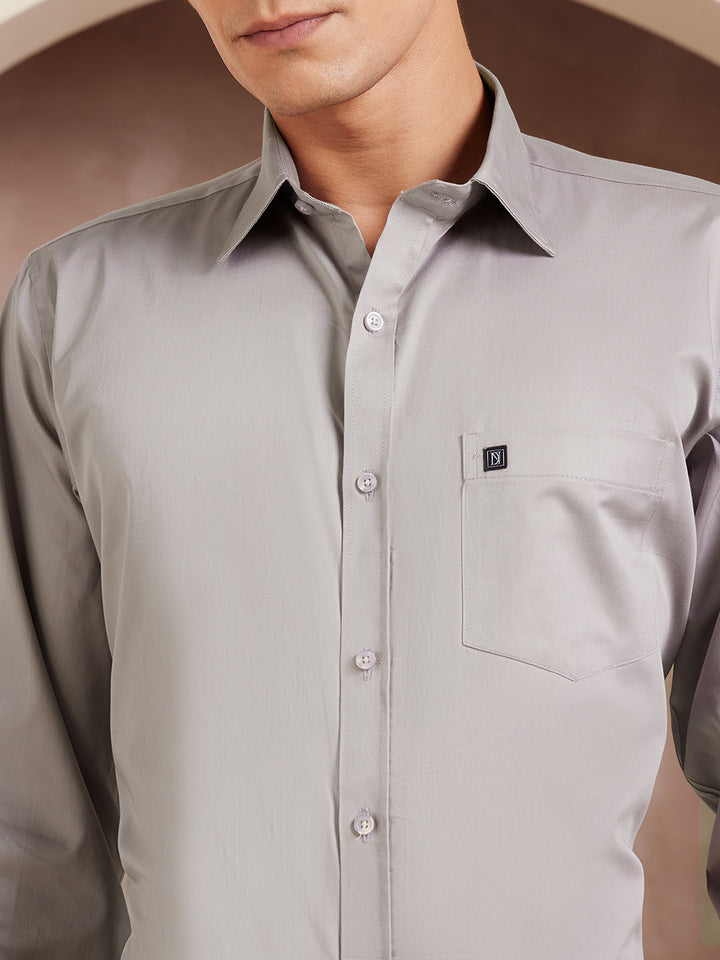 DENNISON Grey Pure Cotton Formal Shirt