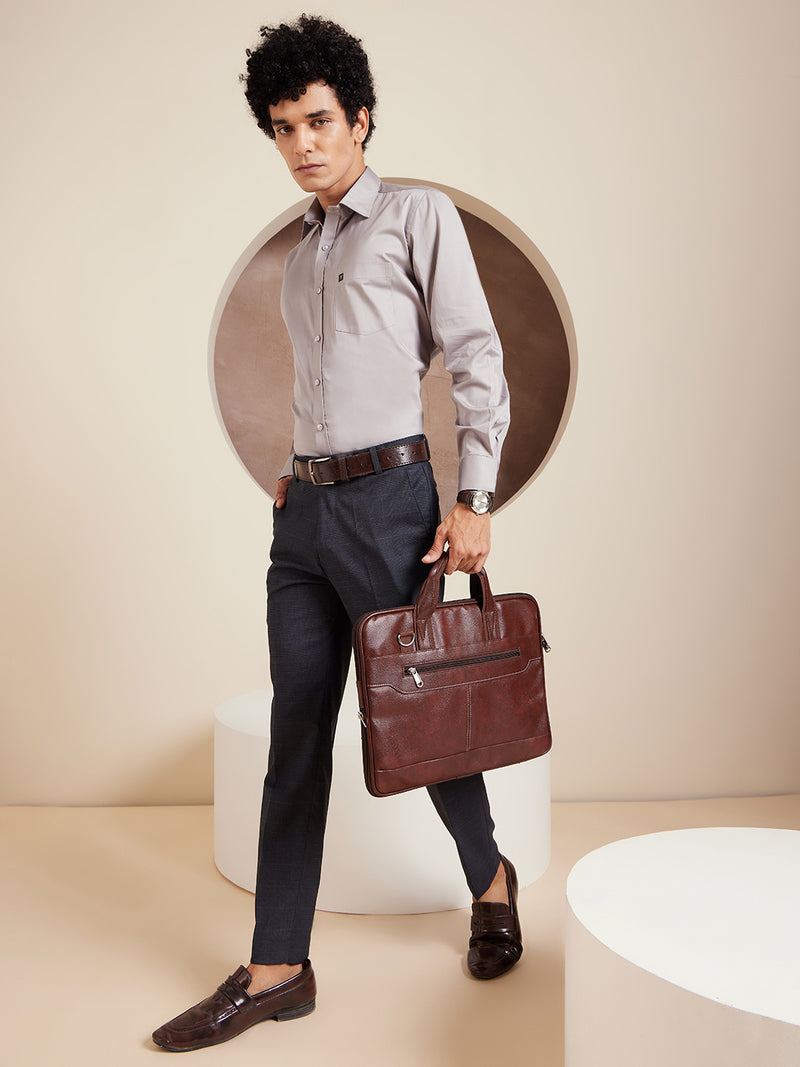 DENNISON Men Smart Tapered Fit Easy Wash Formal Trousers