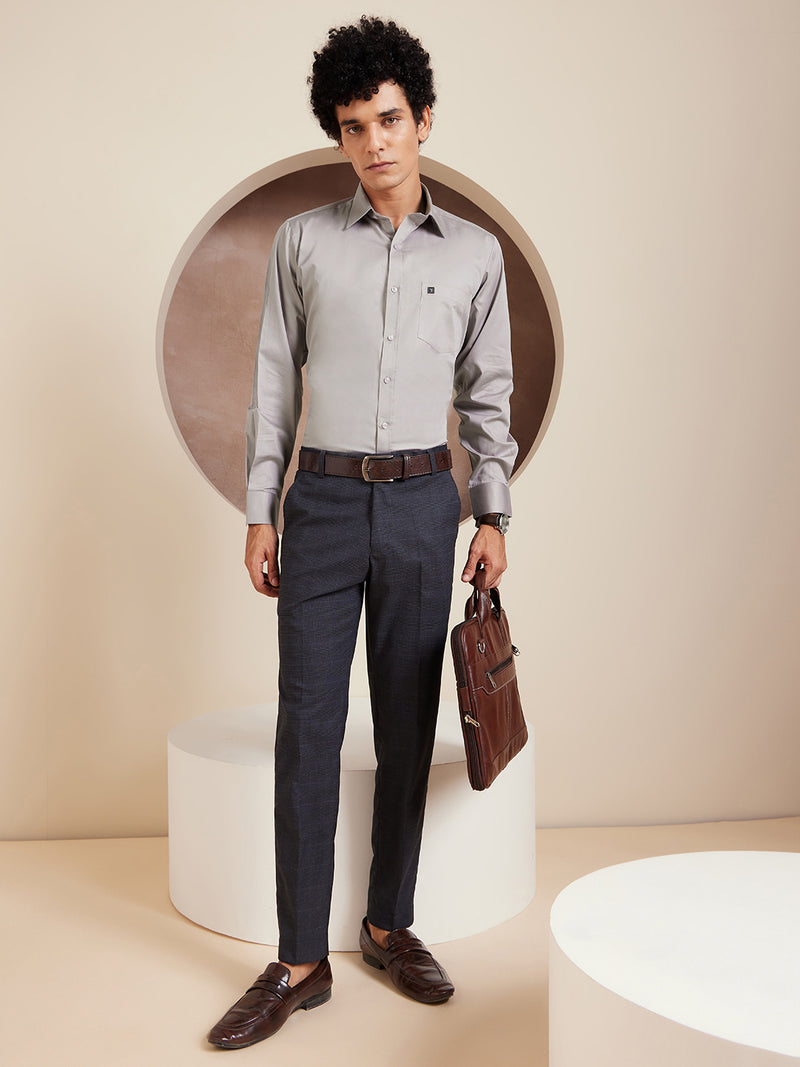 DENNISON Grey Pure Cotton Formal Shirt