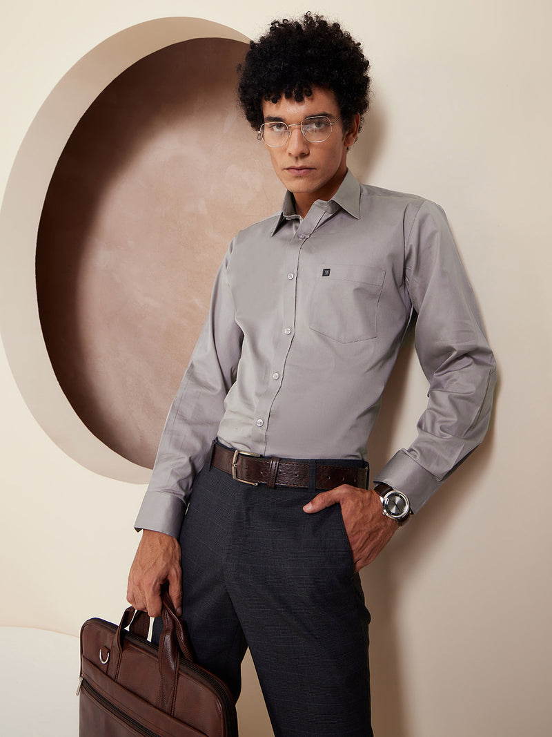 DENNISON Grey Pure Cotton Formal Shirt