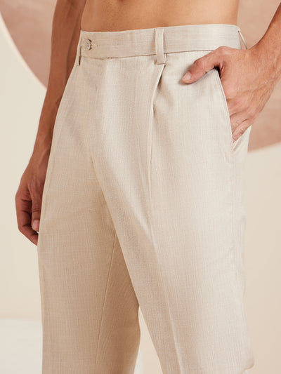 DENNISON Men Beige Formal Trousers
