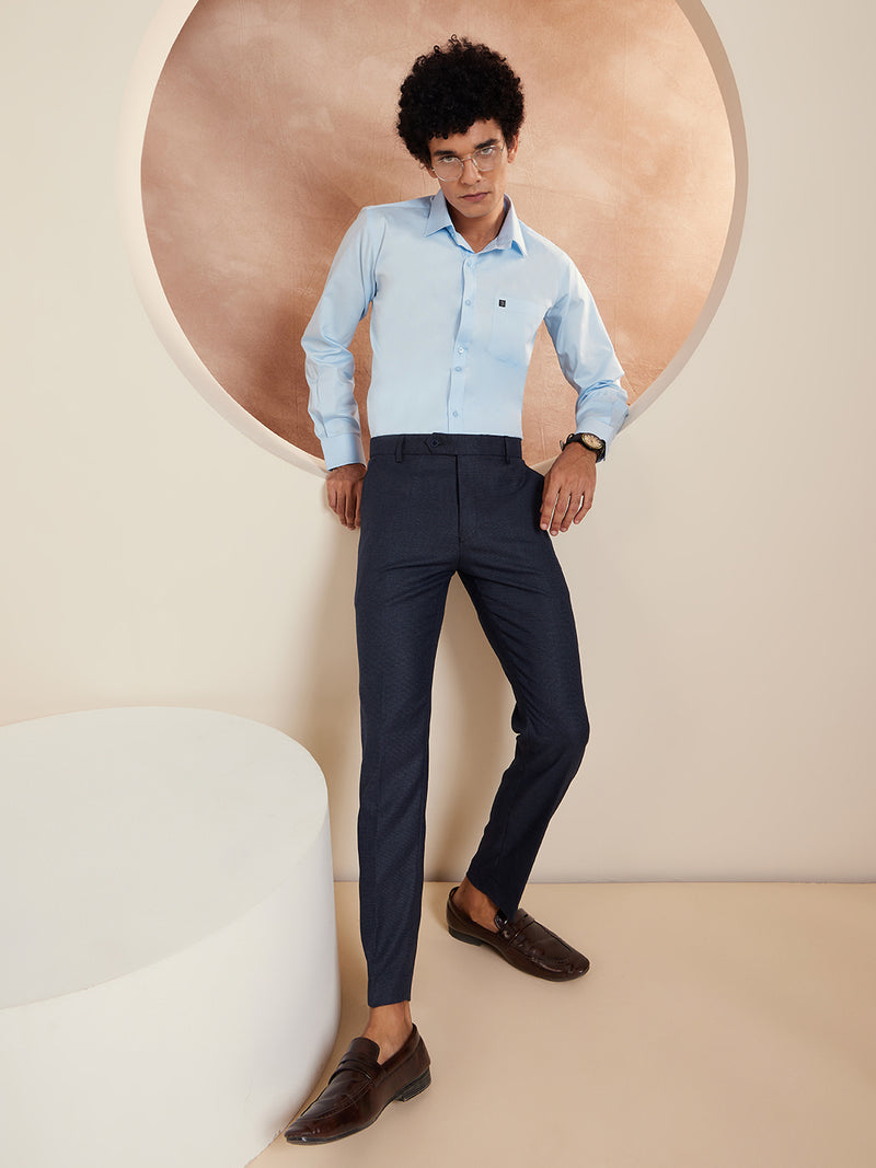 DENNISON Men Smart Tapered Fit Easy Wash Formal Trousers