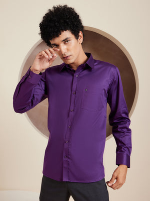 DENNISON Purple Pure Cotton Formal Shirt