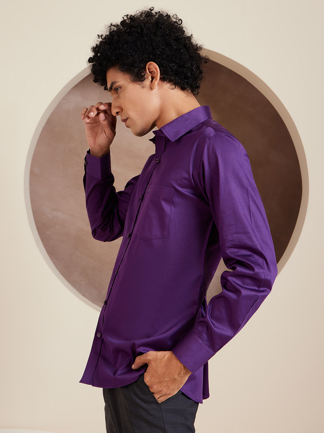 DENNISON Purple Pure Cotton Formal Shirt