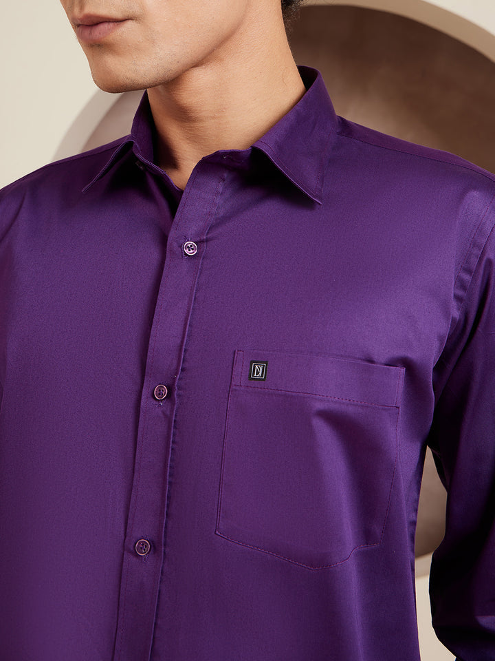 DENNISON Purple Pure Cotton Formal Shirt