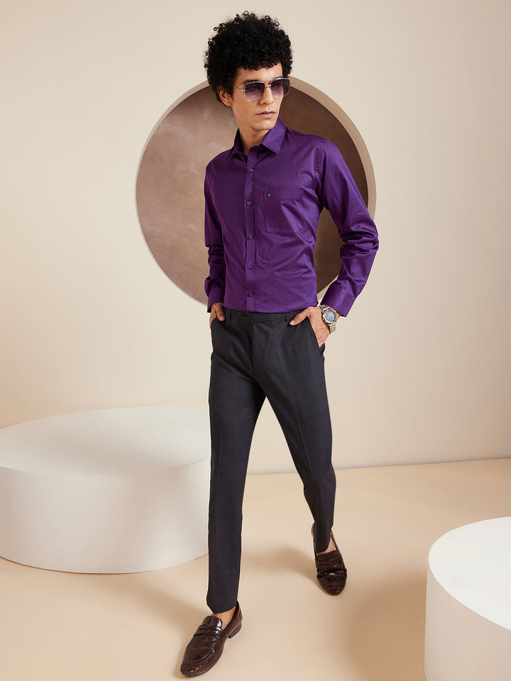 DENNISON Purple Pure Cotton Formal Shirt