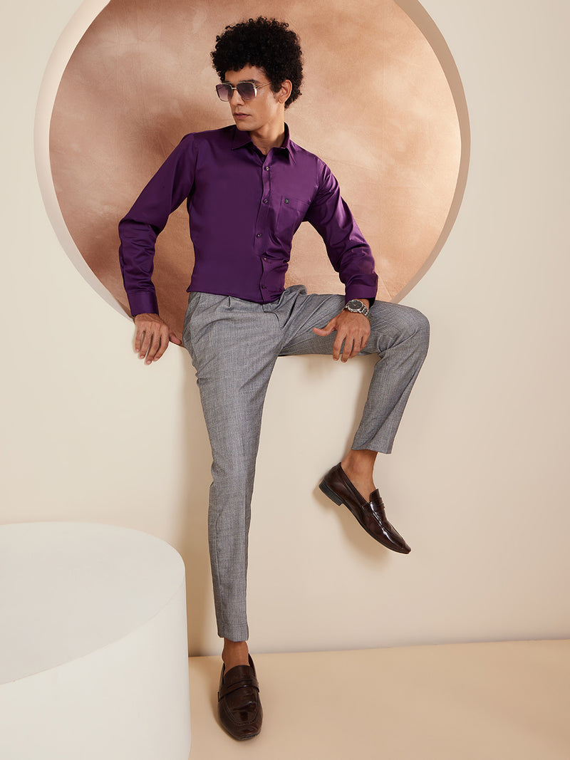 Grey:  Woven Formal Trousers