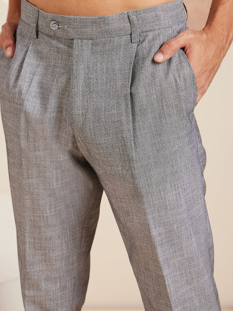 Grey:  Woven Formal Trousers