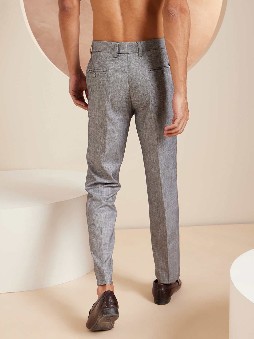 DENNISON Men Grey Formal Trousers