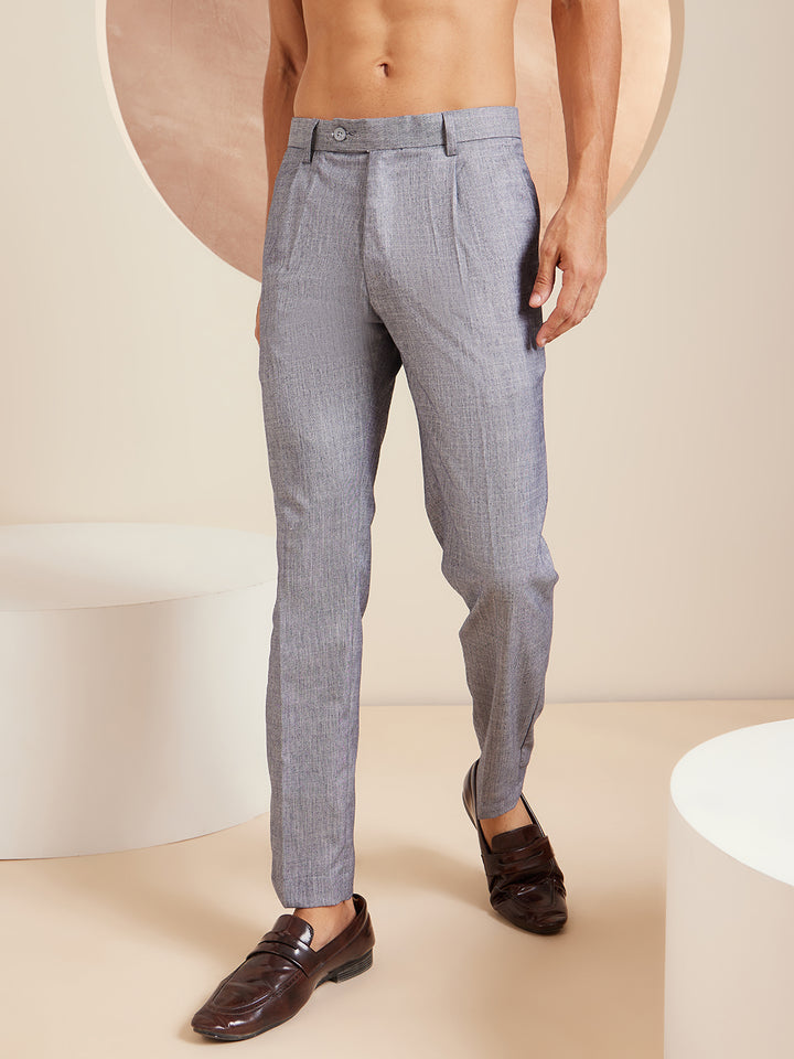 DENNISON Men Bluish Grey Formal Trousers