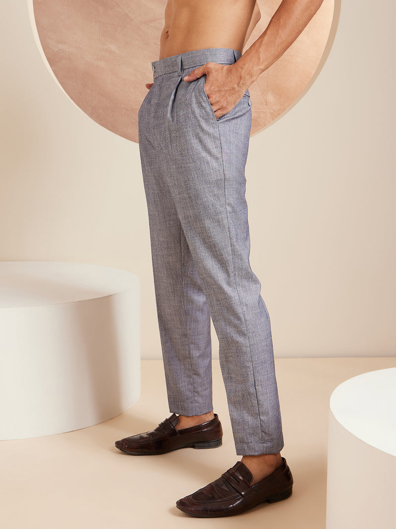 DENNISON Men Bluish Grey Formal Trousers