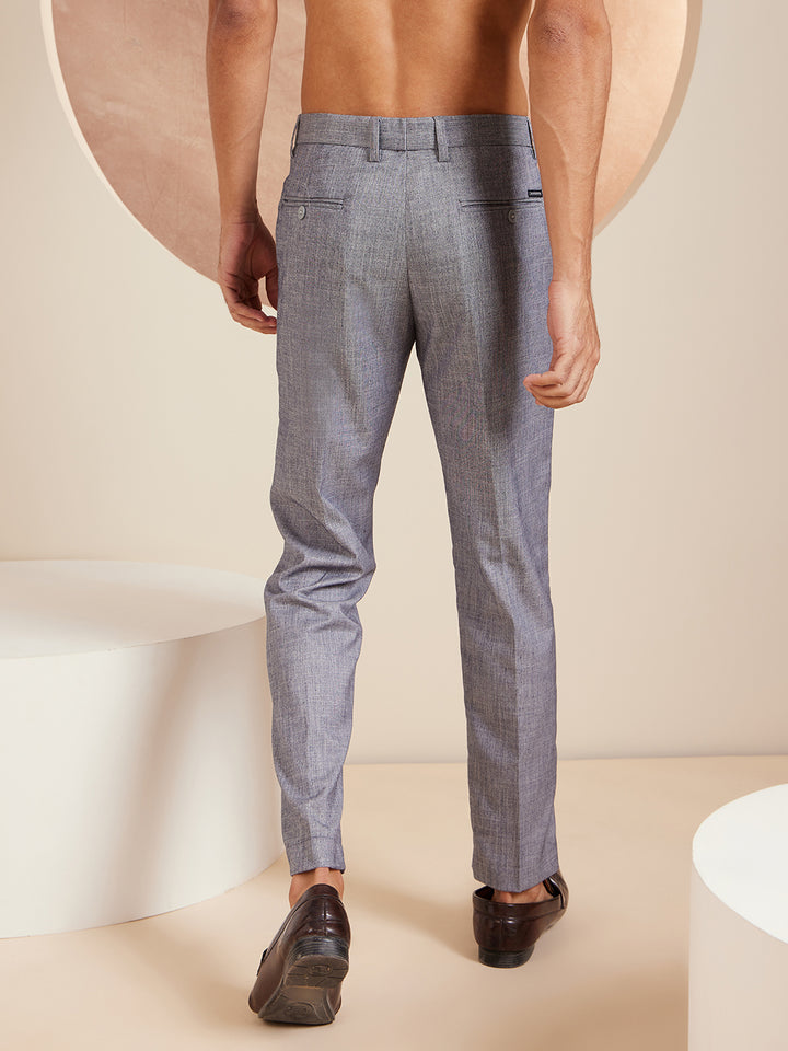 DENNISON Men Bluish Grey Formal Trousers