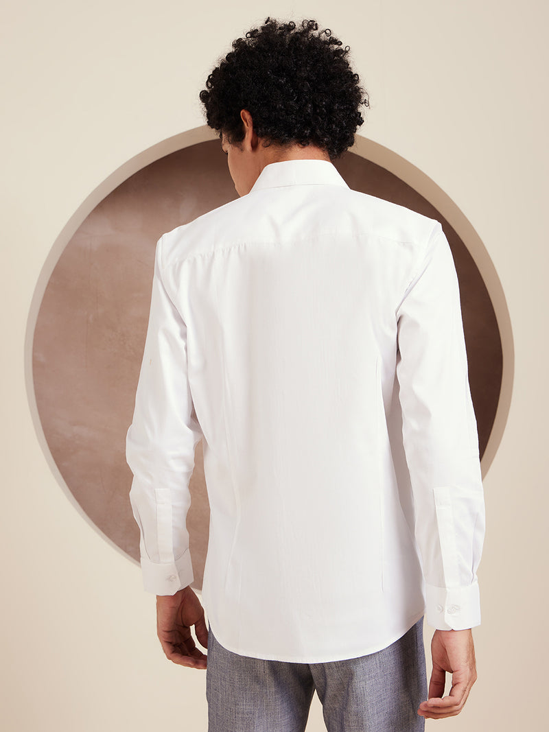 White: Full Sleeves Clubwear Shirt