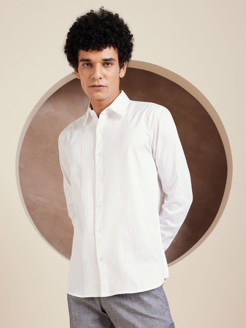 White: Full Sleeves Clubwear Shirt