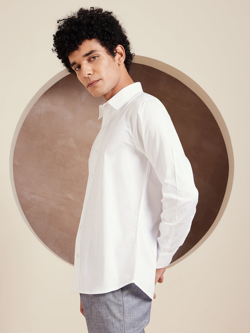 White: Full Sleeves Clubwear Shirt