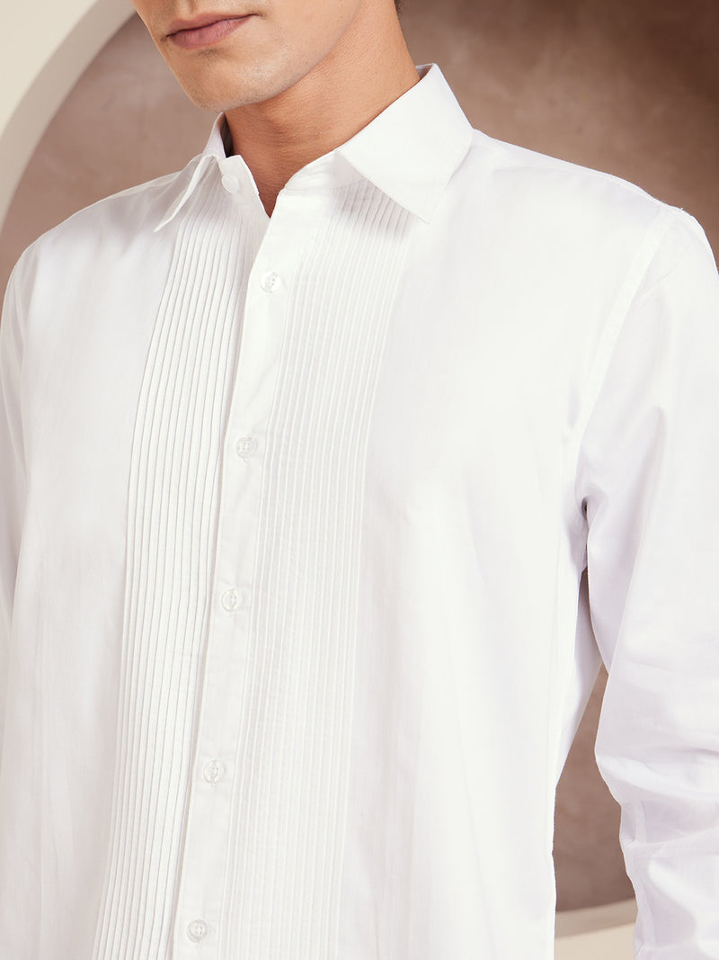 White: Full Sleeves Clubwear Shirt