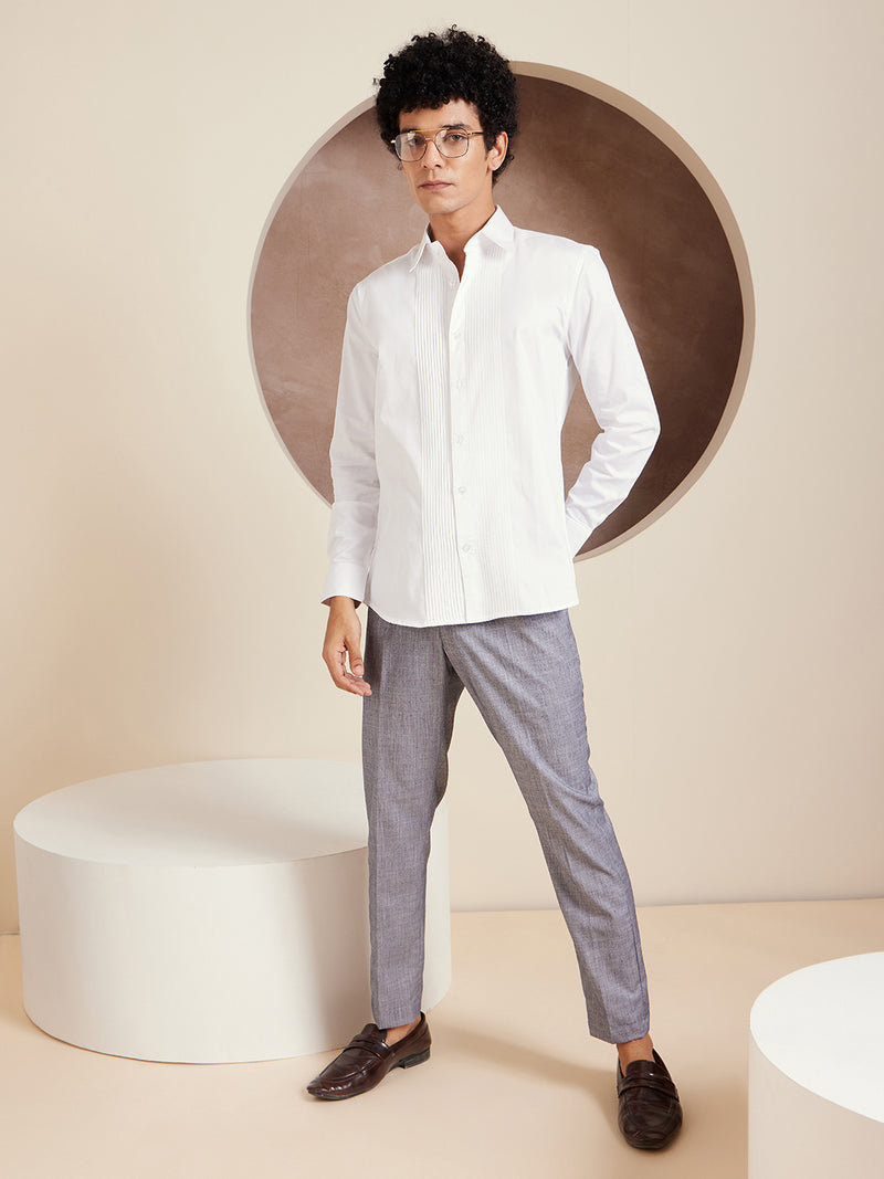 DENNISON Men Bluish Grey Formal Trousers