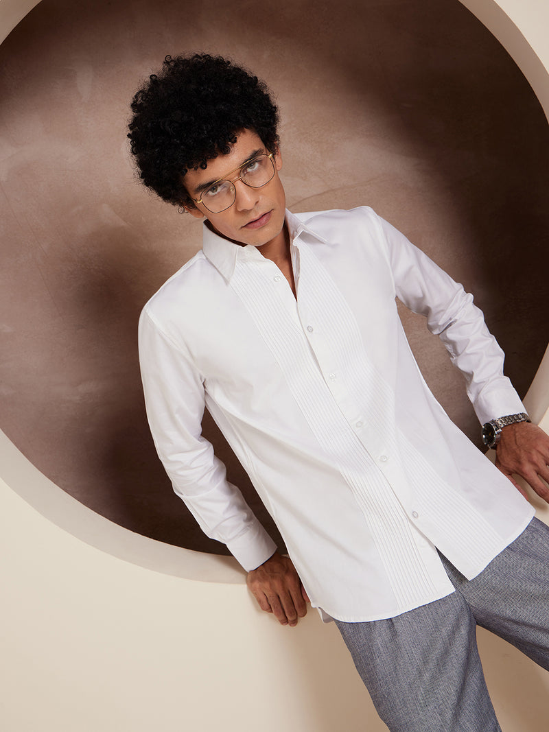 White: Full Sleeves Clubwear Shirt