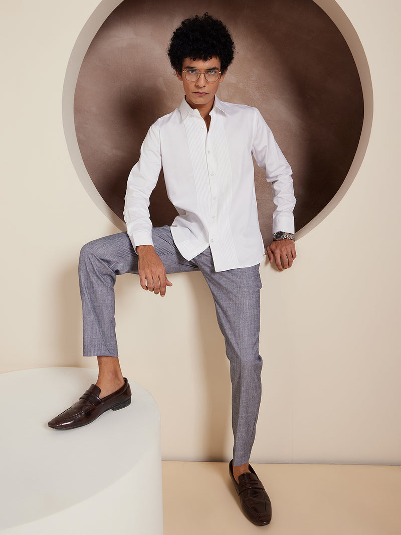 DENNISON Men Bluish Grey Formal Trousers