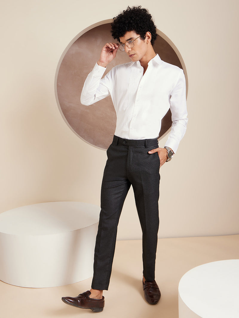 DENNISON Men Smart Tapered Fit Easy Wash Formal Trousers