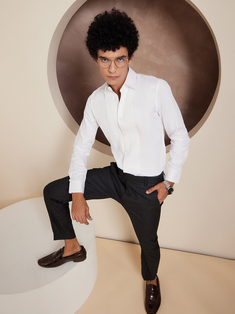 DENNISON Men Smart Tapered Fit Easy Wash Formal Trousers