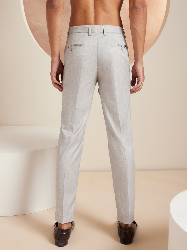 DENNISON Men Light Grey Formal Trousers