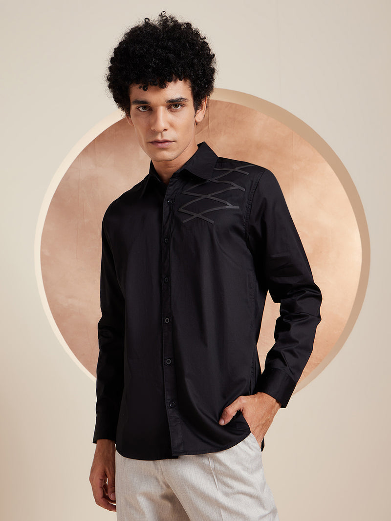 Black: Full Sleeves Partywear Shirt