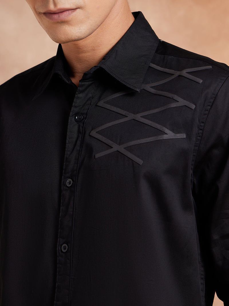 Black: Full Sleeves Partywear Shirt
