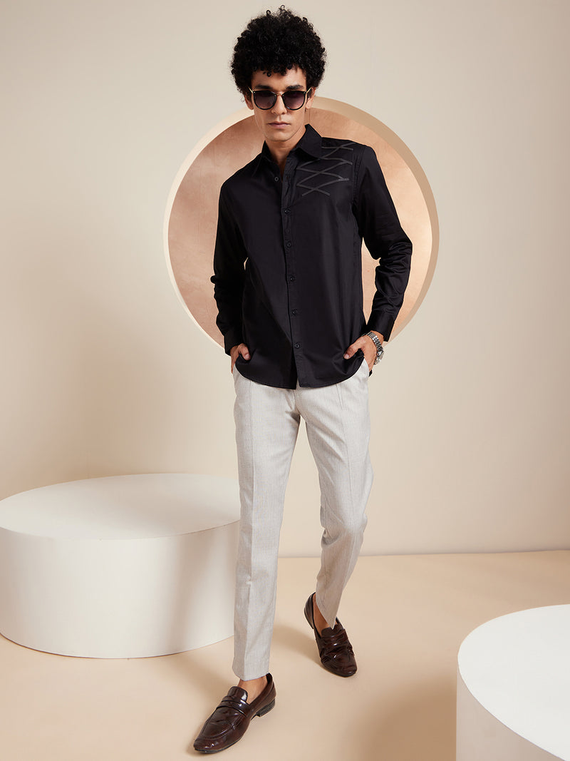 Black: Full Sleeves Partywear Shirt