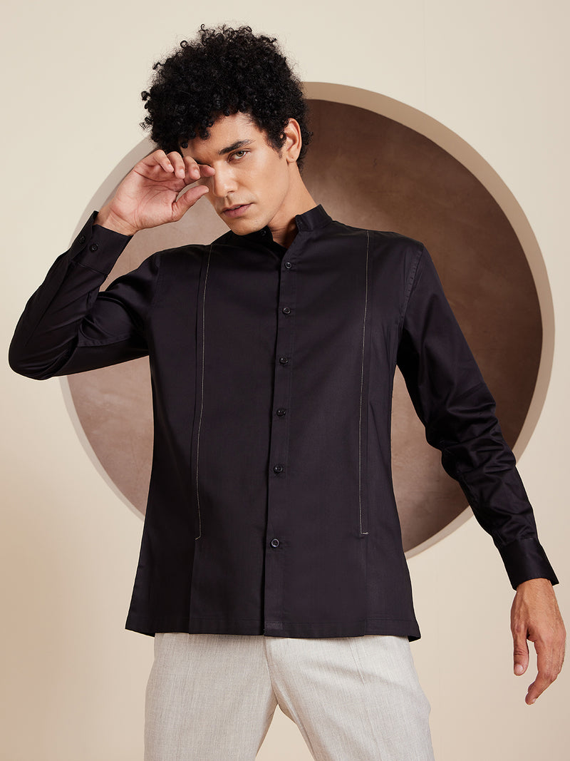 Black: Full Sleeves Clubwear Shirt