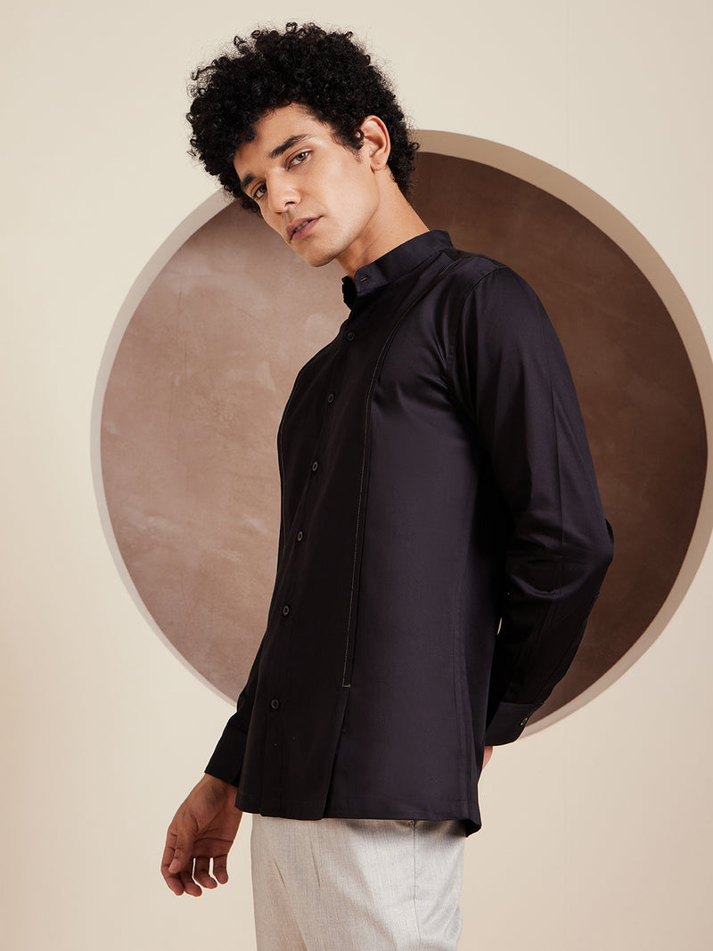 Black: Full Sleeves Clubwear Shirt