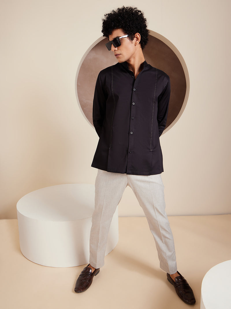 Black: Full Sleeves Clubwear Shirt
